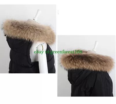 Womens Fur Scarf 100% Real Raccoon Fur Collar Mens Real Fur Collar Coat Neck Lot • $23.39