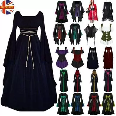 Women Halloween Medieval Witch Cosplay Costume Vampire Gothic Party Fancy Dress~ • £23.79