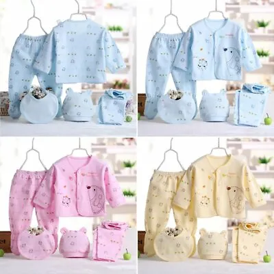 5pcs Newborn Baby Boy Girl Cartoon T-shirt Tops Pants Outfits Set Clothes 0-3M • $19.73