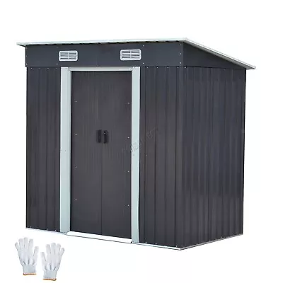 £179.90 • Buy 4X6FT Metal Garden Shed Pent Roof Free Foundation Base Storage House Anthracite