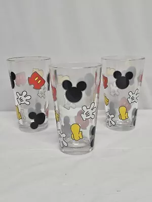 Set Of 3 Disney Scattered Micky Mouse Libby Drinking Glasses 12oz • $15