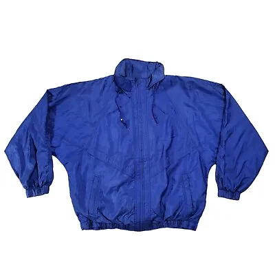 $17.95 • Buy Vtg Pacific Trail Jacket Mens XL Windbreaker Boxy Packable Hood Pockets Blue Zip