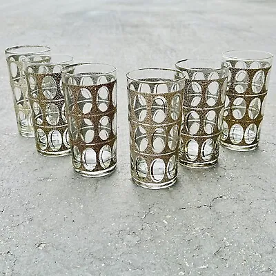Set Of 6 Vintage Culver Style SILVER Highball Tumbler Glass Glasses 5.5” MCM • $45.95