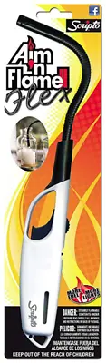 Scripto Flexible Aim N Flame Flex Multi-purpose Lighter White Candle BBQ Camping • $9.95