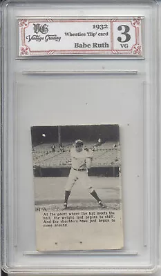 1932 Wheaties Babe Ruth Flip Card  In 'vintage Grading' Slab From The Goudey Era • $87
