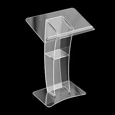 Acrylic Clear Podium Plexiglass Pulpit School Conference Church Curve Lectern US • $102.60