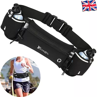Running Belt With Water Bottle Unisex Sports Jogging Phone Keys Waist Bag Travel • £11.99