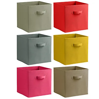 £9.99 • Buy Coloured Woven Folding Storage Boxes Baskets Wardrobe Underbed Clothes Kids Toys