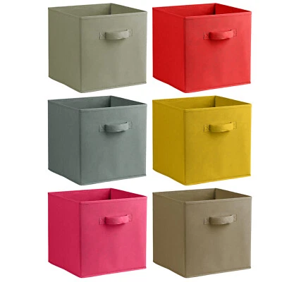 Coloured Woven Folding Storage Boxes Baskets Wardrobe Underbed Clothes Kids Toys • £5.99