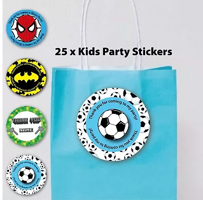 25x PERSONALISED Thank You Kids Party Stickers Minecraft Football Spiderman • $10.09