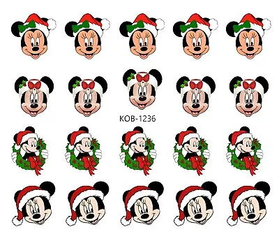 Mickey Mouse Minnie Mouse Christmas Water Decal Nail Art Nail Stickers-1236 • $2.50
