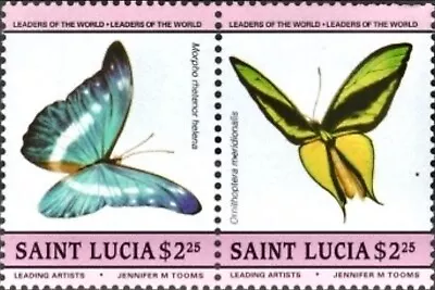 St Lucia #SG787v-SG788v 1985 Butterfly Morpho Rhetenor Helena Birdwing [734v] • $2.88