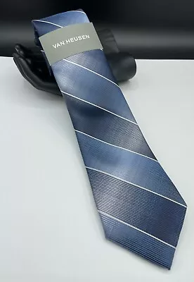 VAN HEUSEN Men's Neck Tie ~ Navy Blue ~  Striped ~ NEW Fashion MSRP: $45. • $14.99
