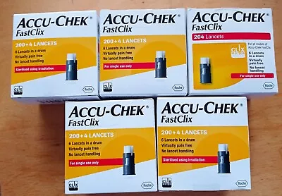 Accu-Chek FastClix -5 Boxes Each Of Pack Of 204 Lancets So = 1020 Lancets 2026/7 • £25