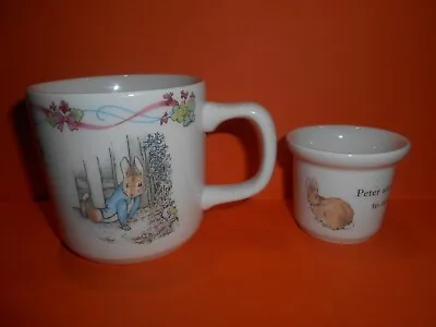 Wedgewood -cute Beatrix Potter China /christening Mug And Peter Rabbit Egg Cup   • £3.99