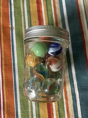 Vintage Glass Marbles Boulders 1/2 Pint Jar • $1