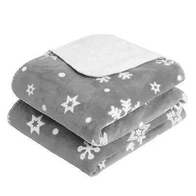 £12.99 • Buy Dreamscene Snowflake Xmas Sherpa Fleece Blanket Soft Large Throw Over Cosy Grey