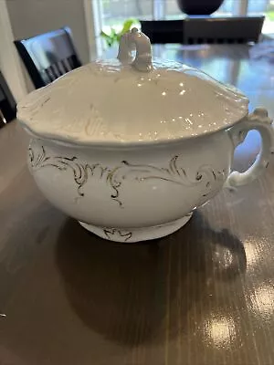 Vintage Royal Ironstone China Johnson Bros White  Chamber Pot With Lid • $25