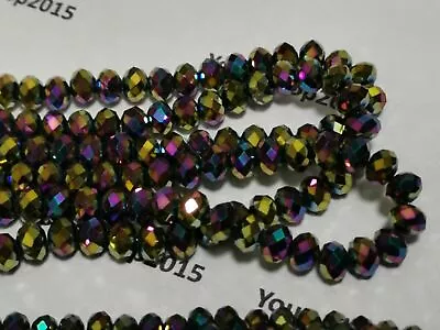 100 Faceted Rondelle Crystal Glass Beads Loose Beads  4mm  Jewelery Making • £1.79