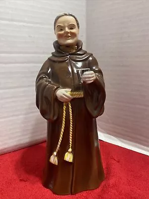 Vintage MCM Porcelain Franciscan Friar Tuck Monk 9” Decanter With Cork Stopper • $59