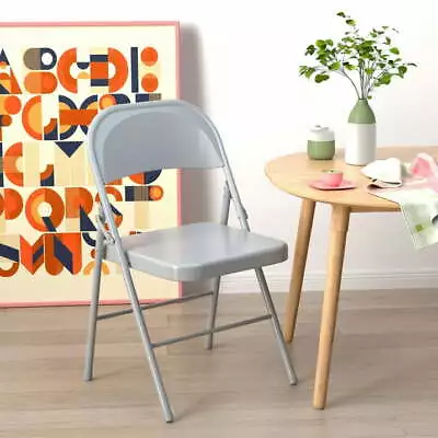 Steel Folding Chair IndoorTeens And Adult Gray • $26.96