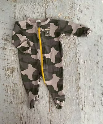 Baby Boys Sz 0-3 Months One-piece Zippy Cotton CAMOUFLAGE PRINT - MAJOR CUTIE • $4.90