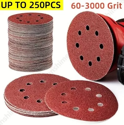 100/125pcs Sanding Discs 5  8-Hole 60-3000 Grit Orbital Sander Pads Sandpaper  • $25.99