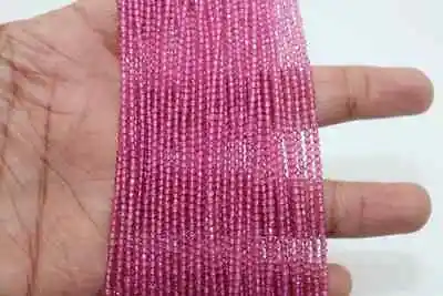 Natural 2-3MM A++ Pink Ruby Micro Round Faceted Gemstone Craft Beads 12  Strand • $14.39