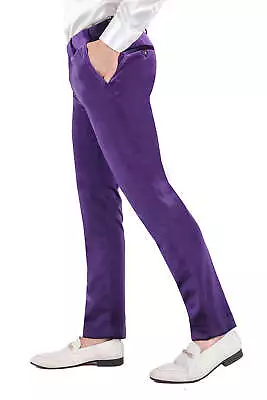 Barabas Men's Velvet Shiny Chino Solid Color Dress Pants 3CP06 • $122