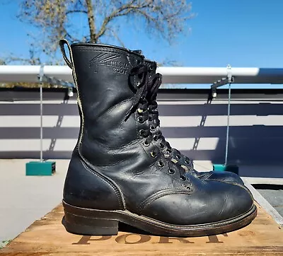 VTG  Carolina Linesman 10” Safety Toe Black Leather Work Boots # 4136 Men's 9.5 • $39.95