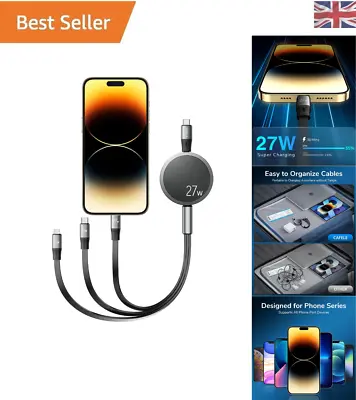 Retractable Charging Cable 27W Super Fast Charging Cable] 3 In 1 USB C IPhone 14 • £16.99