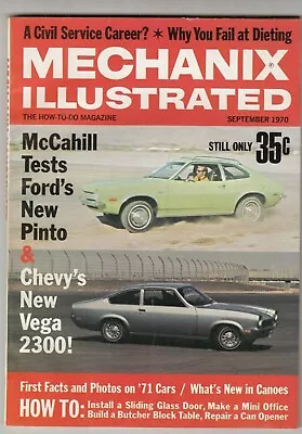 Mechanix Illustrated Magazine September 1970 Ford Pinto Chevy Vega 2300 • $5.50