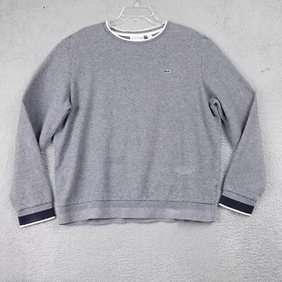 LACOSTE Sweater Pullover Crewneck Cotton Grey Size Men's XXL Long Sleeve • $22.14