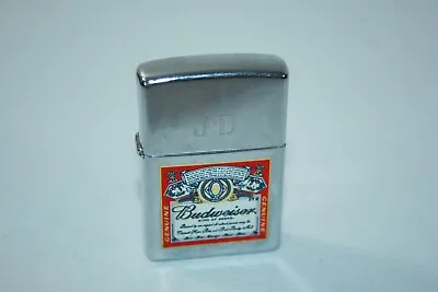 $24.99 • Buy Vintage 2001 Budweiser Zippo Lighter Engraved  JD  TESTED WORKING