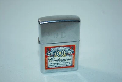 $24.99 • Buy Vintage 2001 Budweiser Zippo Lighter Engraved  JD  TESTED WORKING