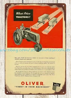 1948 Oliver Tractor Oliver Cottage Farm Barnyard Metal Tin Sign New Wall Art • $18.97