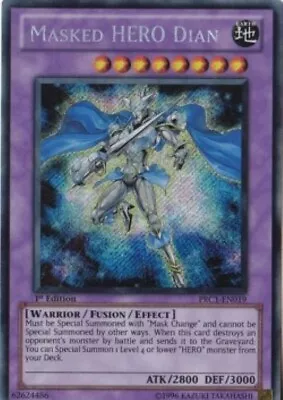 Yugioh-Masked HERO Dian-Secret Rare-1st Edition-PRC1 EN019 (LP) • $5.55