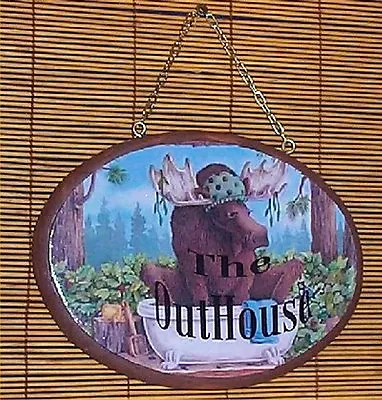 Moose Wall Plaque Sign Outhouse Door Wood  Lodge Cabin • $24.99