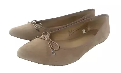 Merona Womens Pointed Toe Slip On Ballet Flats Tassel Front Shoes Brown Sz 9.5 • $5.40