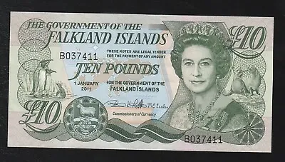 🇫🇰 Falkland Islands £10 2011 P-18 UNC *** Ten Pounds QE II *** • £42.76