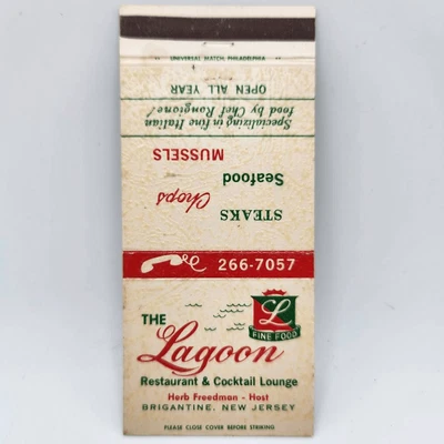 $8.94 • Buy Vintage Matchcover The Lagoon Restaurant & Cocktail Lounge Brigantine New Jersey