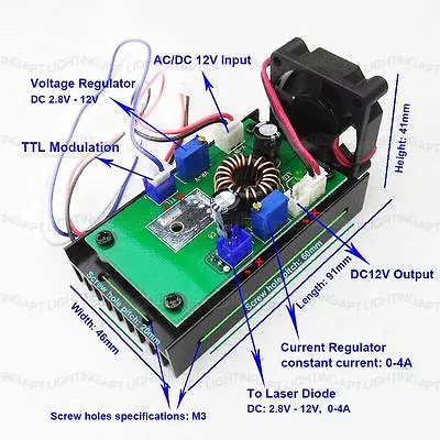 $23.02 • Buy 445nm 450nm 1W~3.8W Blue Laser Module Driver Board 12V/TTL/heat Sink/Fan