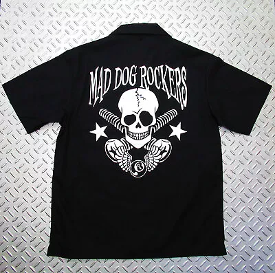 Open Collar Shirt Skull Bolts 8Ball MAD DOG ROCKERS Harajuku JAPAN Visual Kei  • $49