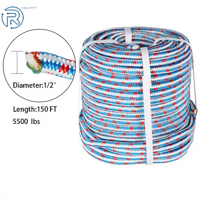 16 Strand Braided 1/2  X 150FT Arborist Tree Climbing Rope Pulling Rigging Line • $52.60