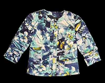 Coldwater Creek Women’s Floral Zip Jacket Size 8 Petite Casual Formal 3/4 Sleeve • $21.99