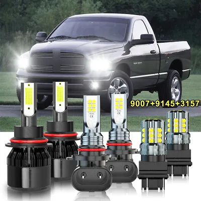 For 2002-2005 Dodge Ram 1500 2500 3500 LED Headlight+Fog Bulbs+Turn Signal Lamp • $38.74