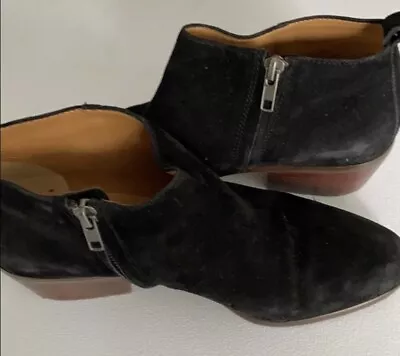 J Crew Black Suede Ankle Boots Stack Heel Size 8 VGC • $18.99