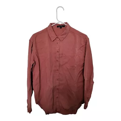 Velvet Heart Women’s Medium Button Up Shirt Top Faded Red Tencel Solid Ladies • $10.49