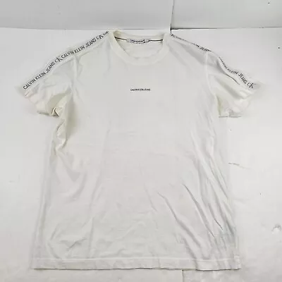 Calvin Klein Centre Logo Tee T Shirt White Adult Men's Size Medium Short Sleeve • £9.99