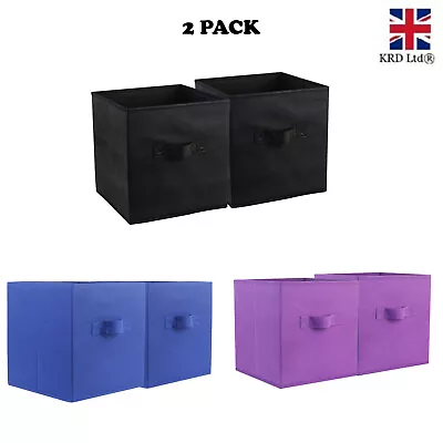 £9.93 • Buy 2pk Foldable Storage Box Collapsible Organizer  Home Clothes Fabric Cube Basket 